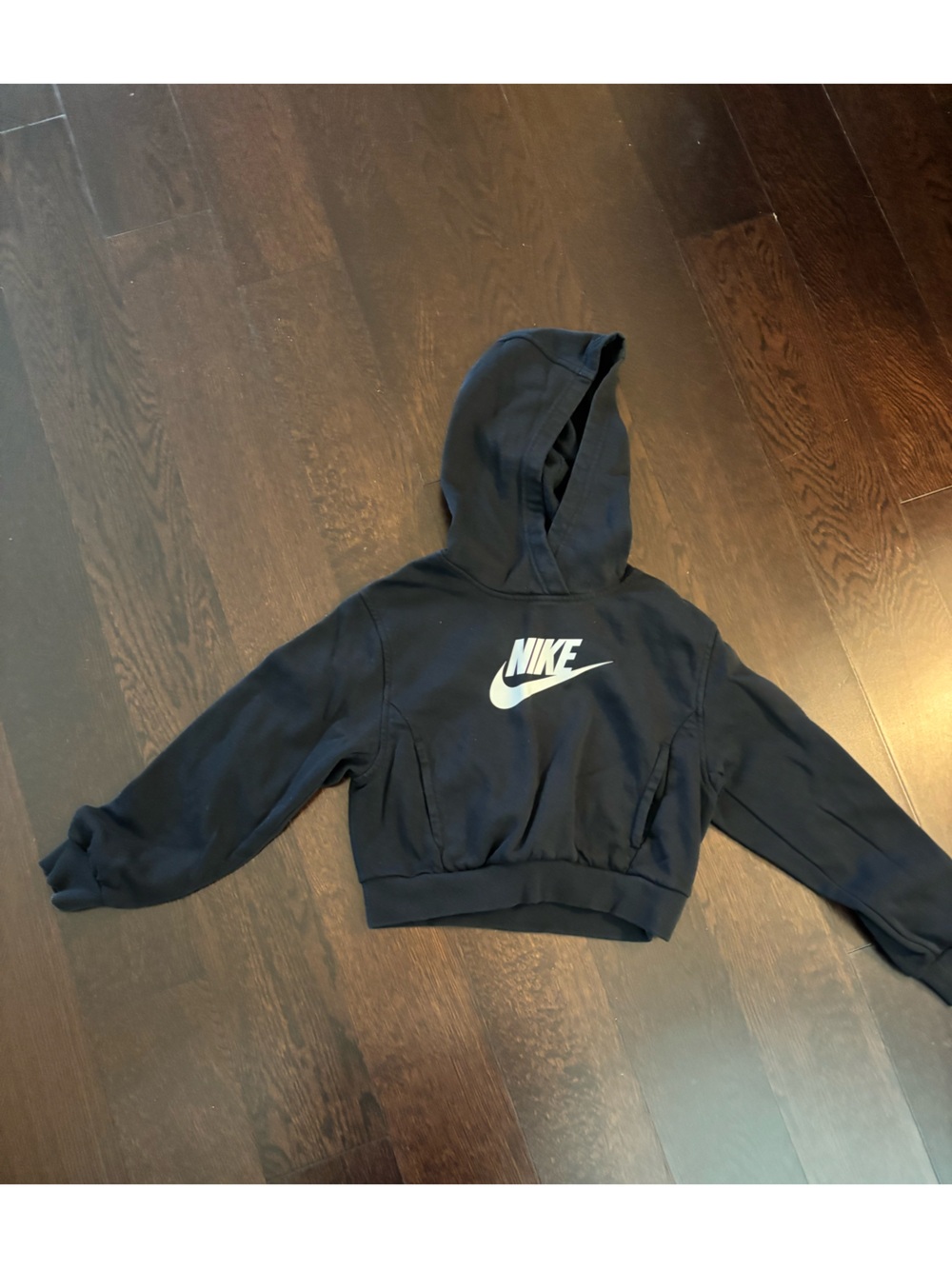 Nike Kids Black Hooded Crop Sweatshirt size medium